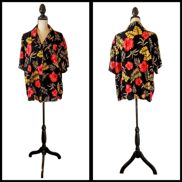 Vintage :: Classic Elements Hawaiian Tropical Button Up Shirt Short Sleeve - Picture 1 of 7